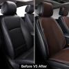 imageCoverado Car Seat Covers Fullset Leather Car Seat Covers for Dodge RAM 1500 Compatible with 20102023 2500 3500 Dodge RAM Accessories Automotive Seat Covers Protector Graybrownfront
