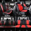 imageCoverado Front Car Seat Covers Faux Leather Ford F150 Seat Covers for Cars Fit for 20152024 Ford F150 SuperCrew and 20172024 Ford F250 F350 F450 Super Duty Crew Cab BlackampampRed