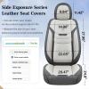 imageCoverado Leather Seat Covers for Cars Car Seat Covers Full Set Breathable Car Seat Protector with Lumbar Support Black Seat Covers Front and Back Waterproof Seat Cover Universal Fit for Most CarsLumbarSupportGray