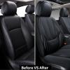 imageCoverado Leather Seat Covers for Cars Car Seat Covers Full Set Breathable Car Seat Protector with Lumbar Support Black Seat Covers Front and Back Waterproof Seat Cover Universal Fit for Most CarsABlack