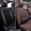 imageCoverado Leather Seat Covers for Cars Car Seat Covers Full Set Breathable Car Seat Protector with Lumbar Support Black Seat Covers Front and Back Waterproof Seat Cover Universal Fit for Most CarsABrown
