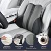 imageCoverado Lumbar Support Pillow for Car Ergonomic Memory Foam Back Pillow for Office Chair Back Cushion for Back Pain Relief PU Leather Car Lumbar Support for Driving Seat  GrayBlackgray