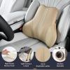 imageCoverado Lumbar Support Pillow for Car Ergonomic Memory Foam Back Pillow for Office Chair Back Cushion for Back Pain Relief PU Leather Car Lumbar Support for Driving Seat  GrayBeige
