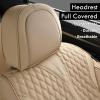 imageCoverado Seat Covers Front Seats Waterproof Car Seat Covers Luxury Leather Seat Covers for Cars Automotive Seat Covers Leather Seat Cushion Protector Universal Fit Most Cars SUVs Trucks BeigeBeige