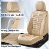 imageCoverado Seat Covers Front Seats Waterproof Car Seat Covers Luxury Leather Seat Covers for Cars Automotive Seat Covers Leather Seat Cushion Protector Universal Fit Most Cars SUVs Trucks BeigeBeige