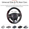 imageCoverado Steering Wheel Cover Deluxe Leather AntiSlip Design Car Steering Wheel Protector 15 Inch Universal Fit for Car Truck SUV Men Women Universal 145 to 15 Inch 2pcsBlackGoldBlackred