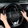 imageCoverado Steering Wheel Cover Deluxe Leather AntiSlip Design Car Steering Wheel Protector 15 Inch Universal Fit for Car Truck SUV Men Women Universal 145 to 15 Inch 2pcsBlackGoldBlackred