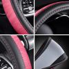 imageCoverado Steering Wheel Cover Stylish PU Leather Car Steering Wheel Protector 15 Inch Universal Fit for Most Car SUV Truck BeigePink