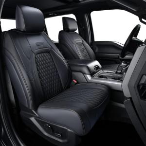 imageCoverado Car Seat Covers Fullset Leather Car Seat Covers for Dodge RAM 1500 Compatible with 20102023 2500 3500 Dodge RAM Accessories Automotive Seat Covers Protector GrayBlack
