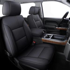 imageCoverado Chevy Silverado Seat Covers Faux Leather Seat Covers Fit for Chevy Silverado GMC Sierra 20072025 1500 20152025 2500HD 3500HD Crew Double Extended Cab Front BlackBlack
