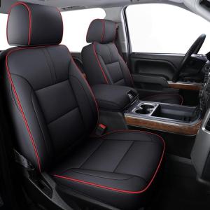 imageCoverado Chevy Silverado Seat Covers Faux Leather Seat Covers Fit for Chevy Silverado GMC Sierra 20072025 1500 20152025 2500HD 3500HD Crew Double Extended Cab Front BlackRed