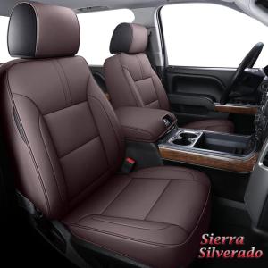 imageCoverado Chevy Silverado Seat Covers Faux Leather Seat Covers Fit for Chevy Silverado GMC Sierra 20072025 1500 20152025 2500HD 3500HD Crew Double Extended Cab Front BlackBrown