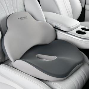 imageCoverado Seat Cushion and Lumbar Support Pillow for Car Office Chair Ergonomic Memory Foam Desk Chair Cushion Back Support Pillow Sciatica ampamp Back ampamp Tailbone Pain Relief CushionBlackampampGray