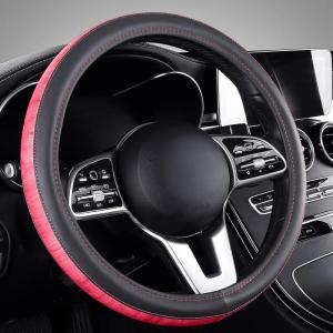 imageCoverado Steering Wheel Cover Stylish PU Leather Car Steering Wheel Protector 15 Inch Universal Fit for Most Car SUV Truck BeigePink