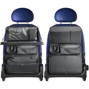imageCoverado Backseat Car Organizer Nappa Leather Car Seat Organizer with Touch Screen Tablet Holder Foldable Food Tray Kick Mats Protector Multi Car Storage Accessories Garbage Bag Holder1 Pack2 Pack