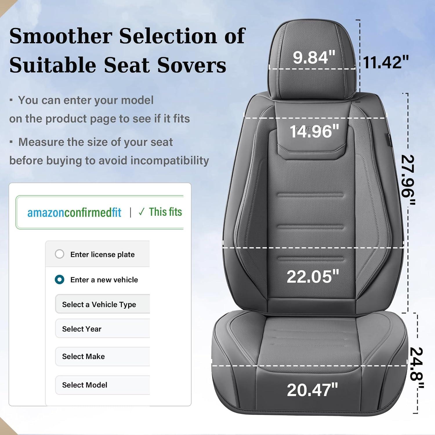 imageCoverado Car Seat Covers Front Covers for Cars Car Seat Cover Front Seats Car Seat Protector Waterproof Leather Car Seat Cushion Universal Interior Covers Seat Protectors for Most Cars BeigeGray