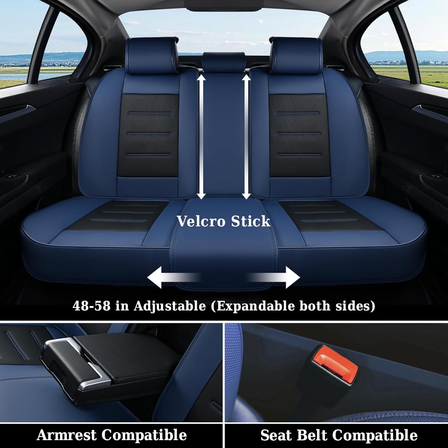 imageCoverado Car Seat Covers Front Covers for Cars Car Seat Cover Front Seats Car Seat Protector Waterproof Leather Car Seat Cushion Universal Interior Covers Seat Protectors for Most Cars BeigeBlue