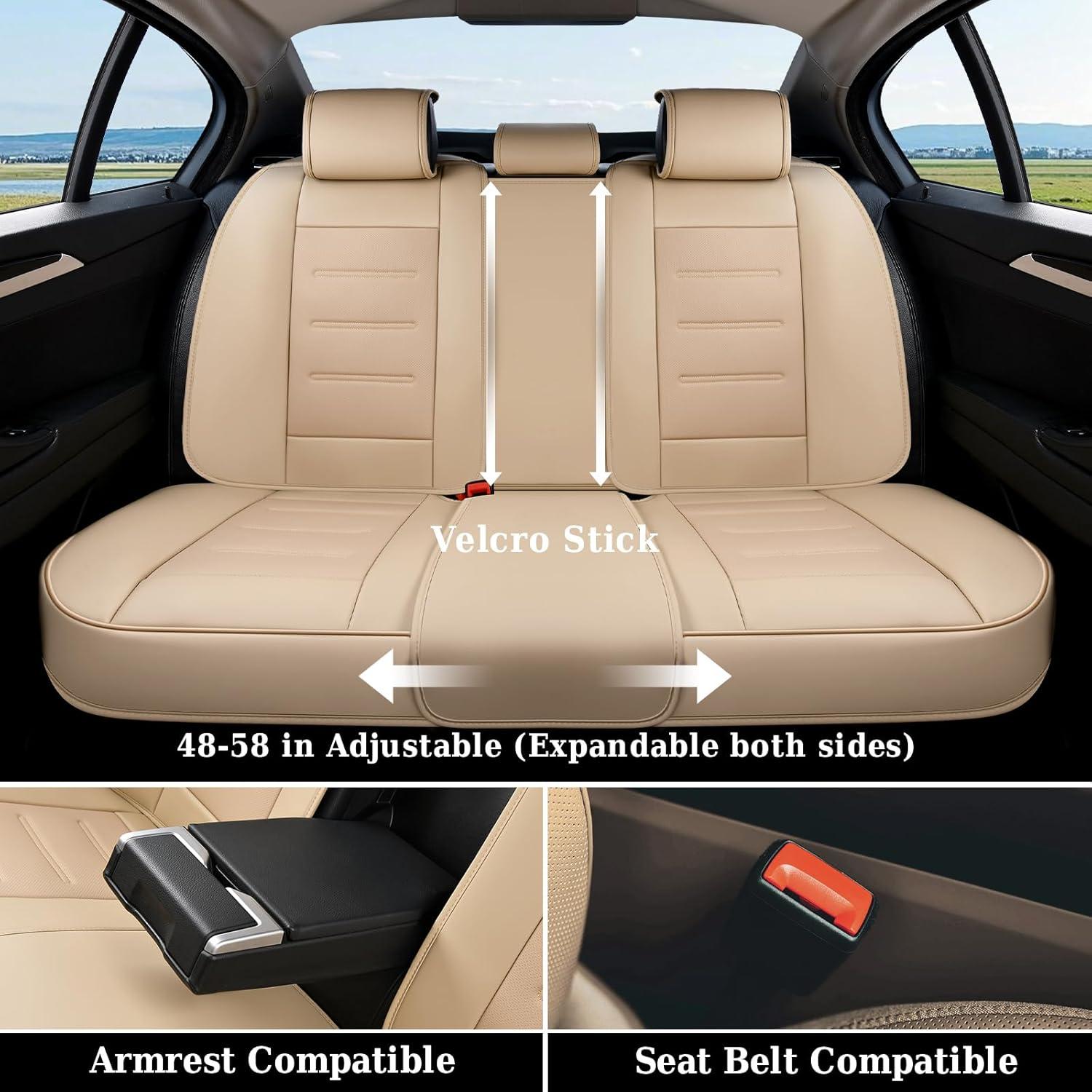 imageCoverado Car Seat Covers Front Covers for Cars Car Seat Cover Front Seats Car Seat Protector Waterproof Leather Car Seat Cushion Universal Interior Covers Seat Protectors for Most Cars BeigeBeige