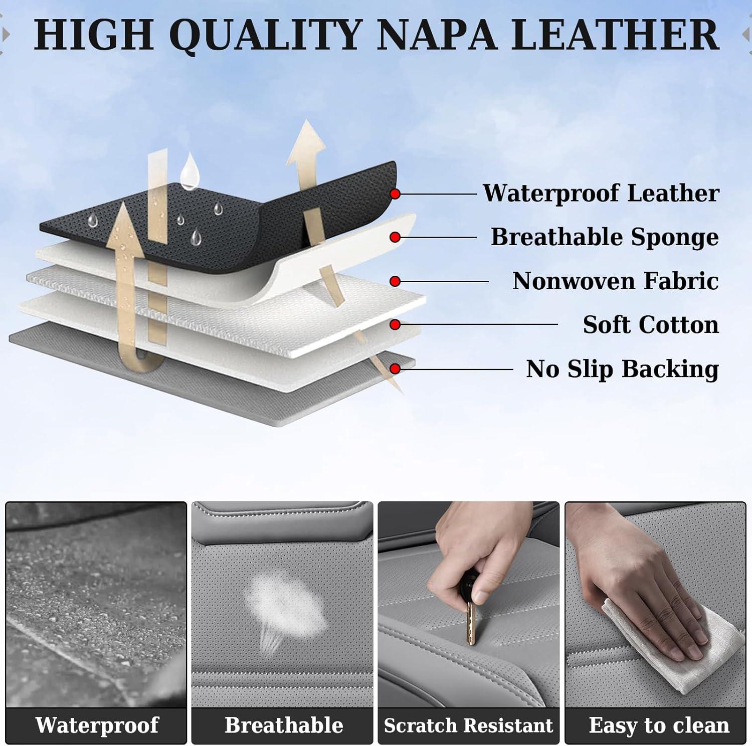 imageCoverado Car Seat Covers Front Covers for Cars Car Seat Cover Front Seats Car Seat Protector Waterproof Leather Car Seat Cushion Universal Interior Covers Seat Protectors for Most Cars BeigeGray