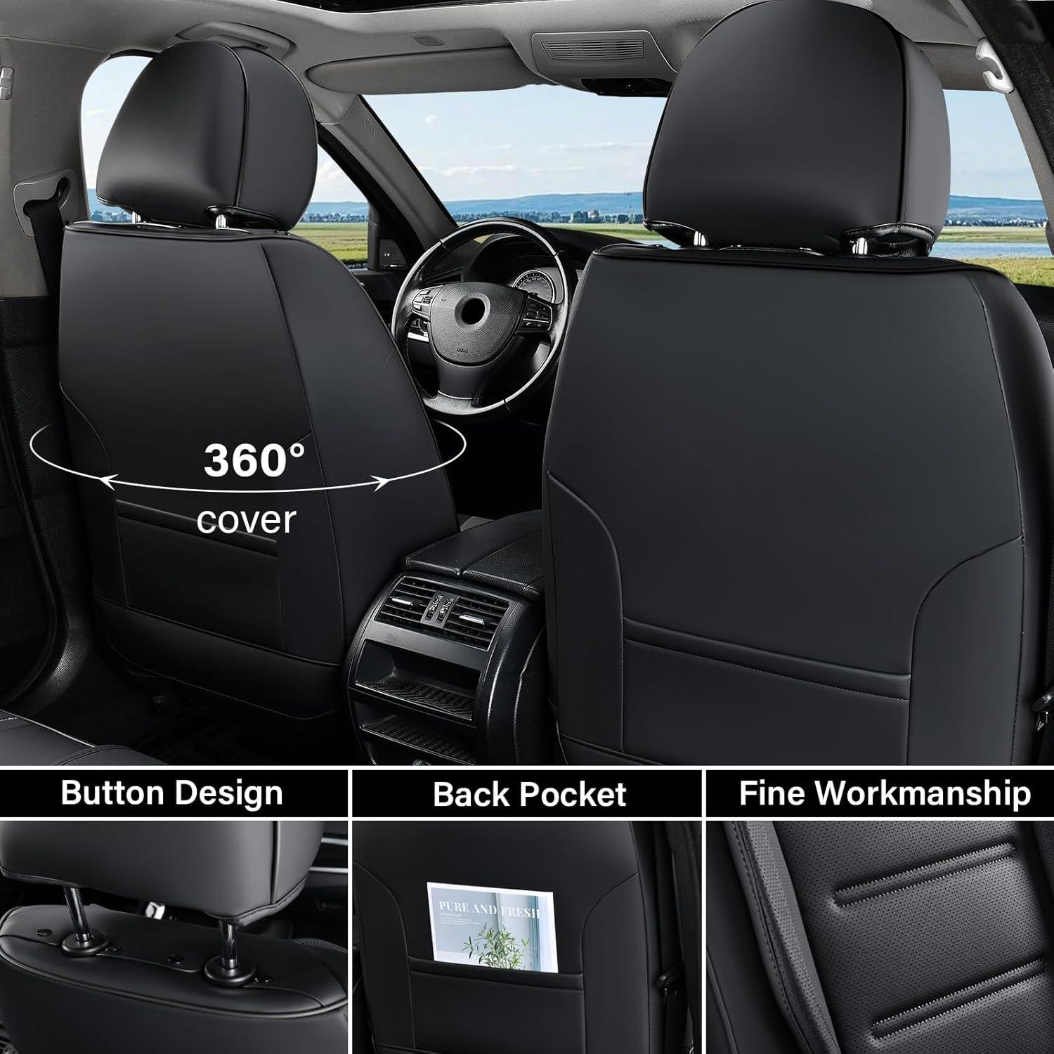 imageCoverado Car Seat Covers Front Covers for Cars Car Seat Cover Front Seats Car Seat Protector Waterproof Leather Car Seat Cushion Universal Interior Covers Seat Protectors for Most Cars BeigeBlack