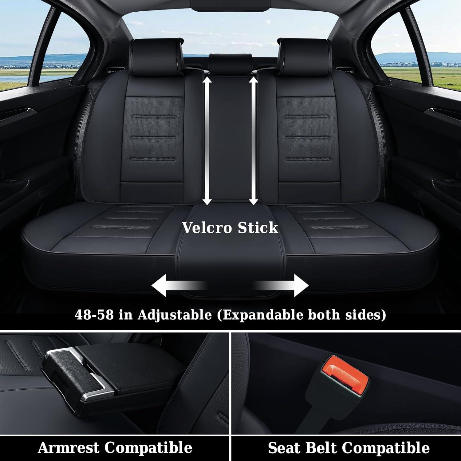 imageCoverado Car Seat Covers Front Covers for Cars Car Seat Cover Front Seats Car Seat Protector Waterproof Leather Car Seat Cushion Universal Interior Covers Seat Protectors for Most Cars BeigeBlack