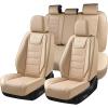 imageCoverado Car Seat Covers Front Covers for Cars Car Seat Cover Front Seats Car Seat Protector Waterproof Leather Car Seat Cushion Universal Interior Covers Seat Protectors for Most Cars BeigeBeige