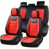 imageCoverado Car Seat Covers Full Set Seat Covers for Cars Waterproof Leather Car Seat Cushion Universal Car Interior Covers Seat Protectors for Most Cars BlueBlackRed