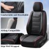 imageCoverado Car Seat Covers Full Set Seat Covers for Cars Waterproof Leather Car Seat Cushion Universal Car Interior Covers Seat Protectors for Most Cars BlueBlackRedline