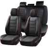 imageCoverado Car Seat Covers Full Set Seat Covers for Cars Waterproof Leather Car Seat Cushion Universal Car Interior Covers Seat Protectors for Most Cars BlueBlackRedline