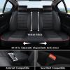 imageCoverado Car Seat Covers Full Set Seat Covers for Cars Waterproof Leather Car Seat Cushion Universal Car Interior Covers Seat Protectors for Most Cars BlueBlackRedline