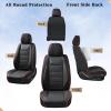 imageCoverado Car Seat Covers Full Set Seat Covers for Cars Waterproof Leather Car Seat Cushion Universal Car Interior Covers Seat Protectors for Most Cars BlueBlackRedline