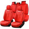 imageCoverado Seat Covers Front Seats Luxury Leather Black Car Seat Cover Waterproof Automotive Car Seat Covers Protector Interior Accessories Universal Fit Most Sedans SUVs Pickup TrucksRed