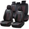 imageCoverado Seat Covers Front Seats Luxury Leather Black Car Seat Cover Waterproof Automotive Car Seat Covers Protector Interior Accessories Universal Fit Most Sedans SUVs Pickup TrucksBlackRed