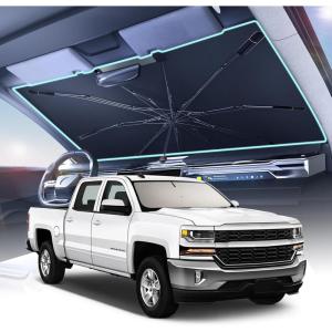 image2025 Upgrade Coverado Windshield Sun Shade UPF80 Sunshade for Car Windshield Blocks Heat ampamp UV Rays Thickened Vinyl Coating Keep Cool Protect Interior M 57x32 for SedansSUVsLarge61L x 34W