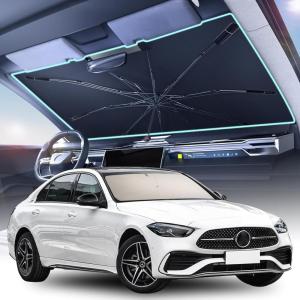 image2025 Upgrade Coverado Windshield Sun Shade UPF80 Sunshade for Car Windshield Blocks Heat ampamp UV Rays Thickened Vinyl Coating Keep Cool Protect Interior M 57x32 for SedansSUVsMedium