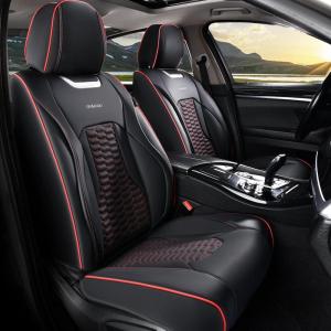 imageCoverado Seat Covers Front Seats Luxury Leather Black Car Seat Cover Waterproof Automotive Car Seat Covers Protector Interior Accessories Universal Fit Most Sedans SUVs Pickup TrucksBlackRed
