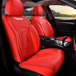imageCoverado Seat Covers Front Seats Luxury Leather Black Car Seat Cover Waterproof Automotive Car Seat Covers Protector Interior Accessories Universal Fit Most Sedans SUVs Pickup TrucksRed