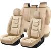 imageCoverado Car Seat Covers Full Set Seat Covers for Cars Front Seat Covers and Back Seat Cover Waterproof Leather Automotive Seat Cover Universal Car Interior Protectors Cushion for Most Cars RedBeige