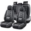 imageCoverado Car Seat Covers Full Set Seat Covers for Cars Front Seat Covers and Back Seat Cover Waterproof Leather Automotive Seat Cover Universal Car Interior Protectors Cushion for Most Cars RedBlackGray