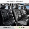 imageCoverado Car Seat Covers Full Set Seat Covers for Cars Front Seat Covers and Back Seat Cover Waterproof Leather Automotive Seat Cover Universal Car Interior Protectors Cushion for Most Cars RedBlackGray