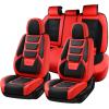 imageCoverado Car Seat Covers Full Set Seat Covers for Cars Front Seat Covers and Back Seat Cover Waterproof Leather Automotive Seat Cover Universal Car Interior Protectors Cushion for Most Cars RedBlackRed