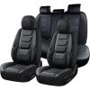 imageCoverado Car Seat Covers Full Set Seat Covers for Cars Front Seat Covers and Back Seat Cover Waterproof Leather Automotive Seat Cover Universal Car Interior Protectors Cushion for Most Cars RedBlack