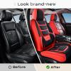 imageCoverado Car Seat Covers Full Set Seat Covers for Cars Front Seat Covers and Back Seat Cover Waterproof Leather Automotive Seat Cover Universal Car Interior Protectors Cushion for Most Cars RedBlackRed