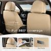 imageCoverado Car Seat Covers Full Set Seat Covers for Cars Front Seat Covers and Back Seat Cover Waterproof Leather Automotive Seat Cover Universal Car Interior Protectors Cushion for Most Cars RedBeige