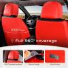 imageCoverado Car Seat Covers Full Set Seat Covers for Cars Front Seat Covers and Back Seat Cover Waterproof Leather Automotive Seat Cover Universal Car Interior Protectors Cushion for Most Cars RedBlackRed