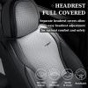 imageCoverado Car Seat Covers Full Set Universal Seat Covers for Cars Waterproof Nappa Leather Auto Seat Protectors with Lumbar Support Car Interiors Fit for Most Sedans SUV Pickup Truck BlackBlackGreyPillow
