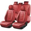 imageCoverado Car Seat Covers Full Set Universal Seat Covers for Cars Waterproof Nappa Leather Auto Seat Protectors with Lumbar Support Car Interiors Fit for Most Sedans SUV Pickup Truck BlackRed