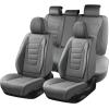 imageCoverado Car Seat Covers Full Set Universal Seat Covers for Cars Waterproof Nappa Leather Auto Seat Protectors with Lumbar Support Car Interiors Fit for Most Sedans SUV Pickup Truck BlackGray