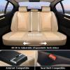 imageCoverado Car Seat Covers Full Set Universal Seat Covers for Cars Waterproof Nappa Leather Auto Seat Protectors with Lumbar Support Car Interiors Fit for Most Sedans SUV Pickup Truck BlackBeigePillow