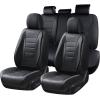 imageCoverado Car Seat Covers Full Set Universal Seat Covers for Cars Waterproof Nappa Leather Auto Seat Protectors with Lumbar Support Car Interiors Fit for Most Sedans SUV Pickup Truck BlackBlack